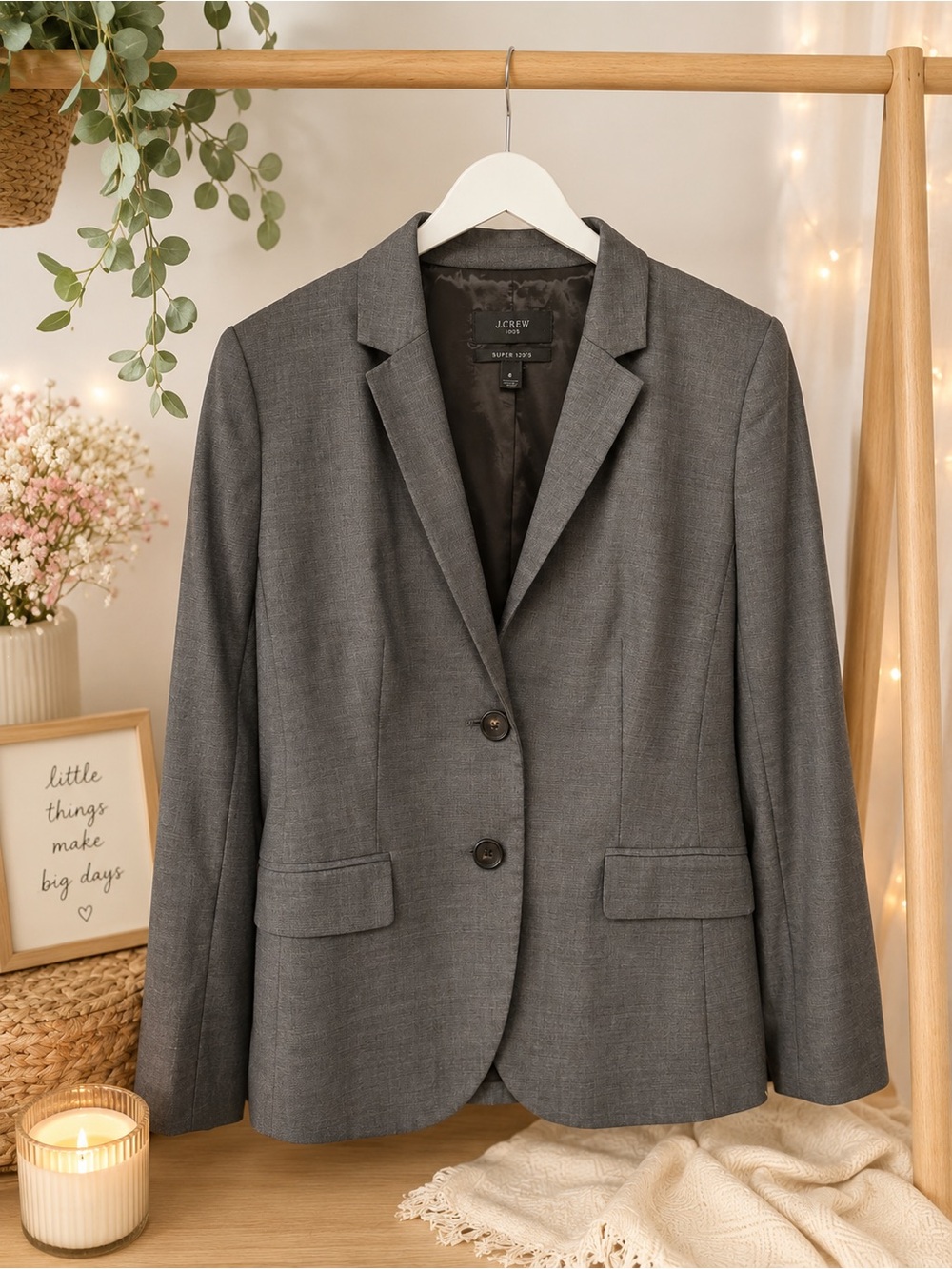 J. Crew Women's Charcoal Gray Two-Button Blazer